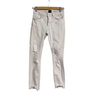 Just Black White Ripped Skinny Jeans Raw Hem